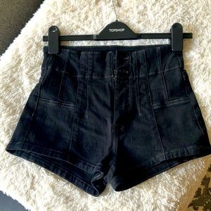 Free People black denim shorts.  Perfect never worn.  Size 27 stretch